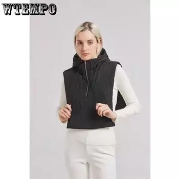 WTEMPO Однотонные шали-комбинации, женские зимние теплые утепленные пуховые хлопковые шапки, шали-накидки, утепленные шапки на молнии One Size чёрный