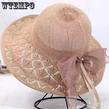 WTEMPO Однотонные складные солнцезащитные шляпы из хлопка и льна, пригодные для стирки, женские летние универсальные повседневные солнцезащитные шляпы для пляжа и улицы 1pc хаки