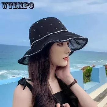 WTEMPO Однотонные женские весенне-летние шляпы от солнца, универсальные, дышащие, складные, пляжные, солнцезащитные шляпы-ведра 1pc бежевый
