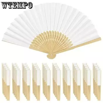 WTEMPO Однотонный бумажный ручной веер, складной бумажный веер для свадьбы и дня рождения, декор для фотостены, реквизит для самостоятельного граффити, чистый бумажный веер 3pcs розовый