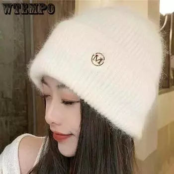 WTEMPO Осенние и зимние вязаные шапки, модные женские теплые шапки, однотонные шапки для защиты ушей 1pc хаки