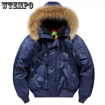 WTEMPO Пальто с капюшоном из искусственного меха большого размера, теплые плюшевые куртки-бомберы, теплая ветрозащитная и морозостойкая летная куртка-пилот, утолщенная куртка ВВС для мужчин S чёрный