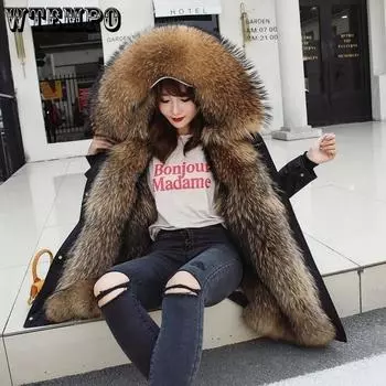 WTEMPO Парка из искусственного меха, зимняя флисовая куртка, женские теплые хлопковые пальто средней длины, толстые куртки с капюшоном со съемной подкладкой S абрикосовый