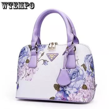 WTEMPO Печатная сумка-ракушка Модная женская сумка на одно плечо Диагональная сумка 24cm*11cm*18cm белый