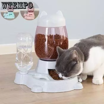 WTEMPO Pet Cat Автоматическая кормушка для собак и кошек, поилка для еды, большая емкость, контейнер для кормления кошек, принадлежности 2.2L розовый
