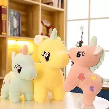 WTEMPO Pet Dog Toy Unicorn Cotton Plush Dog Toys Soft Stuffed Doll Cushion Cartoon Cute Gift Interac 25cm синий