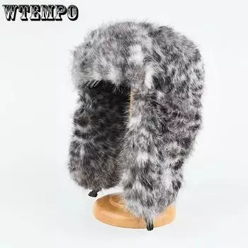 WTEMPO Плюшевые шапки-бомберы для женщин, зимние, толстые, теплые, с леопардовым принтом, плюшевые шапки для защиты ушей для езды на велосипеде, катания на лыжах One Size