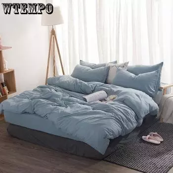 WTEMPO Пододеяльник и наволочка в стиле простой каменной линии, стильные мягкие комплекты постельного белья Twin