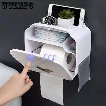 WTEMPO портативный держатель для туалетной бумаги, пластиковый водонепроницаемый диспенсер для бумаги для туалета, домашний ящик для хранения, аксессуары для ванной комнаты 19.1*19.6*10cm розовый