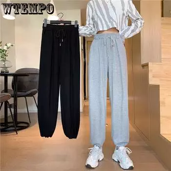 WTEMPO повседневные брюки женские леггинсы спортивная одежда брюки корейские универсальные брюки свободные и тонкие студенческие внутриjavascript: S серый