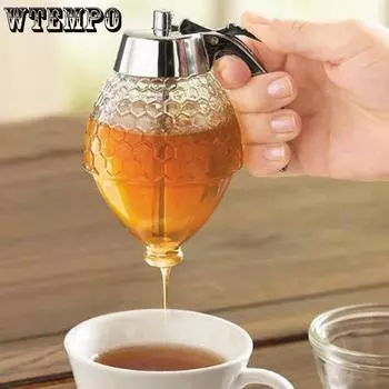 WTEMPO Пресс-тип Банка для меда Баночка для приправы Баночка для варенья Баночка для распределения меда Миксер Бутылка для выжимания сиропа и сока Воронка Горшок для меда 200ml прозрачный
