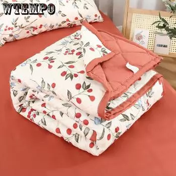 WTEMPO Printed Home Hotel Soft Tatami Blankets Large Size Simple Retro Foldable Blankets Thickened Student Soft Dormitory Blankets 163*200cm белый