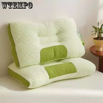 WTEMPO Простые элегантные подушки для сна, поддержка шеи, не сминающиеся, среднего размера, всесезонные, высокого качества, для дома, отеля, общежития mid*2pcs светло-зеленый