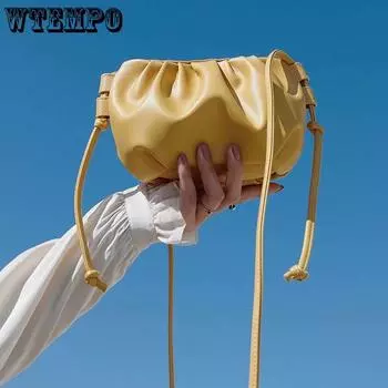 WTEMPO простые сумки Sweet Cloud, женские однотонные повседневные универсальные сумки на одно плечо, сумки через плечо из искусственной кожи 15*10*15cm чёрный