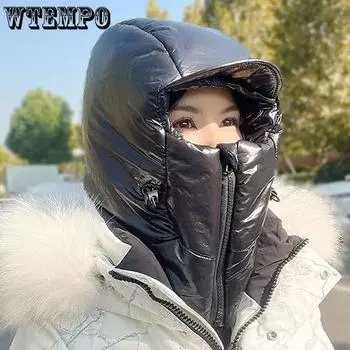 WTEMPO пуховые защитные шапки для ушей женские зимние утепленные теплые шапки для езды на велосипеде ветрозащитные шапки для защиты шеи One Size чёрный