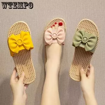 WTEMPO ПВХ однотонные легкие дышащие повседневные тапочки на плоской подошве женские большие размеры нескользящая мягкая подошва уличные пляжные тапочки 37 чёрный