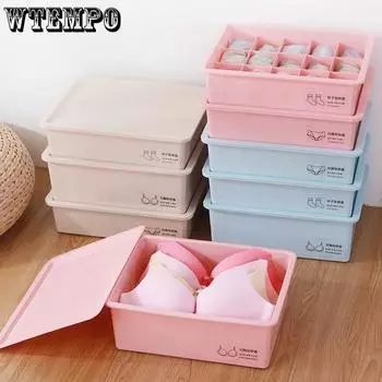 WTEMPO ящики для хранения нижнего белья, отсек для домашнего пластика, бюстгальтер, нижнее белье, носки, ящики для хранения 31*24*27cm розовый