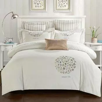 WTEMPO Queen King size, комплекты постельного белья из чистого хлопка, серые, мягкое постельное белье, вышивка, олень, пингвин Queen size 4pcs