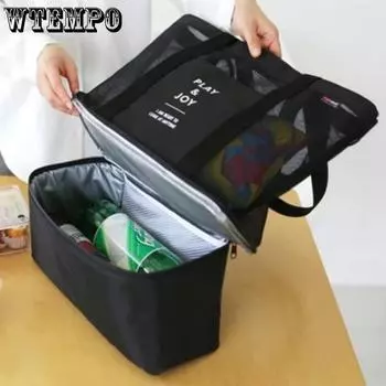 WTEMPO Разделение на влажную и сухую воду, сумка для фитнеса, плавания, дорожная пляжная сумка, большая вместительная сумка для хранения купальника, сумка для мамы, пикника, сумка для покупок 37*42*15cm чёрный