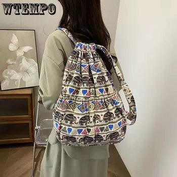 WTEMPO Ретро элегантный универсальный рюкзак с принтом, сумки для спорта на открытом воздухе, большой емкости, легкий дорожный рюкзак, сумки для фитнеса, сумки для йоги 32*15*49cm синий