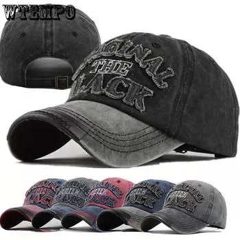 WTEMPO Ретро-бейсболки из хлопковой смеси Snapback для пар, повседневные 3D-кепки с вышитыми буквами, стильные уличные кепки One Size чёрный