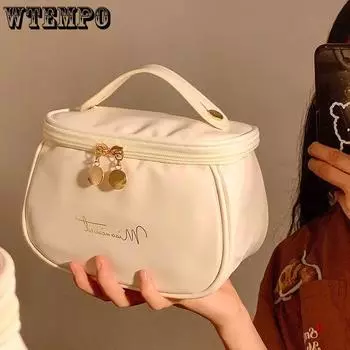 WTEMPO Retro Handheld Makeup Basg Portable Large Capacity Travel Storage Wash Bags Cosmetics Travel Storage Bags 1pc чёрный