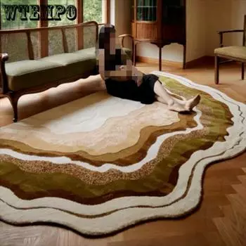 WTEMPO Retro Irregular Shaped Carpet Living Room New Vintage Style Bedroom Cloakroom Floor Mat 80cm * 120cm
