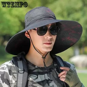 WTEMPO Сетчатые лоскутные шляпы от солнца Защита от солнца на открытом воздухе Большие полевые солнцезащитные шляпы Летние мужские дорожные походные шляпы 1pc