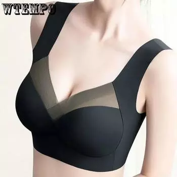 WTEMPO Сексуальные бесшовные бюстгальтеры Push Up Спортивные бюстгальтеры Женские однотонные бюстгальтеры без косточек Беспроводные бюстгальтеры Топы для йоги Женские бюстгальтеры без косточек L абрикосовый