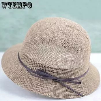 WTEMPO Широкополые дышащие однотонные солнцезащитные шляпы с бантом для женщин, весна-лето, складные пляжные солнцезащитные шляпы 1pc хаки