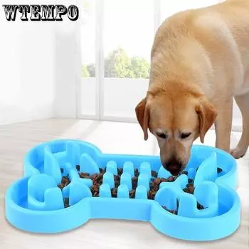 WTEMPO силиконовая миска костяного типа для домашних животных, миска для медленной еды, креативная миска для собак, миска для медленной еды для кошек и собак, против удушья 24*23cm красный