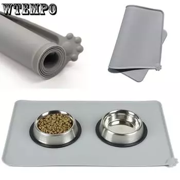 WTEMPO силиконовый коврик для еды для домашних животных, водонепроницаемый и маслостойкий коврик для еды для кошек, моющийся и протираемый коврик для миски для собак, большой коврик для еды для собак 47*30cm чёрный