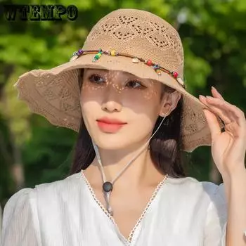 WTEMPO Складные хлопковые пеньковые панамы для женщин, летние, многофункциональные, моющиеся, солнцезащитные шляпы, уличные солнцезащитные шляпы, солнцезащитные пляжные шляпы 1pc хаки