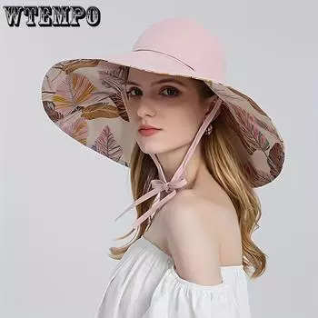 WTEMPO складные летние шляпы от солнца с широкими полями, регулируемая рыбацкая кепка с УФ-оттенком, женские пляжные шляпы для кемпинга, пешего туризма, рыбалки 55-58cm розовый