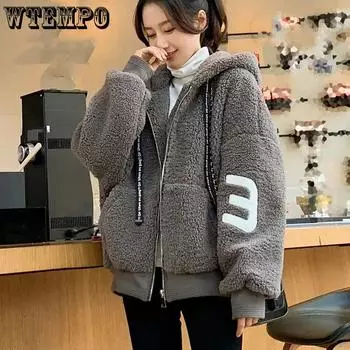 WTEMPO Однотонные толстые теплые пальто из овечьей шерсти, ветрозащитные, холодостойкие, осенне-зимние женские флисовые куртки большого размера M серый