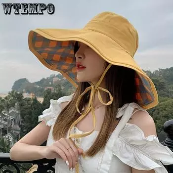 WTEMPO солнцезащитные панамы с широкими полями, шляпы-ведра с защитой от УФ-лучей, женские уличные пляжные шляпы от солнца для путешествий 56-58cm розовый