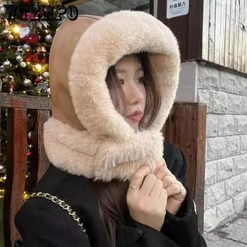 WTEMPO Suede Velvet Solid Color Hats Winter Neck Protection Plus Velvet Cycling Bomber Hats Women s Warm Earmuff Hats One Size хаки