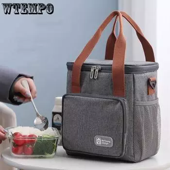 WTEMPO Сумки-боксы для ланча Сумки-бенто Студенты Офисные работники Изоляционные сумки большой емкости Утолщенные сумки-холодильники 7L серый