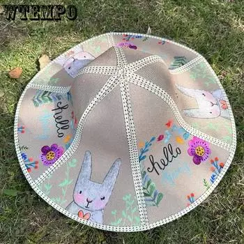 WTEMPO Summer Adult Holiday Travel Sunscreen Hats Wide Brim Foldable Breathable Floral Printed Fan Hats with Sun Protection Easter Hats 1pc светло-розовый