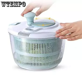 WTEMPO Сушильная корзина, инструменты для сушки овощного салата, большая емкость и многофункциональный сушилка для овощей 24*22*19.5cm зелёный