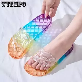 WTEMPO Тапочки с защитой от скольжения для ванной комнаты, душевой комнаты, износостойкие прозрачные женские повседневные тапочки 36 разноцветный