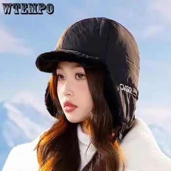 WTEMPO Теплые шапки-бомберы из пухового бархата для мужчин и женщин, зимние теплые шапки для езды на электровелосипеде, защищающие от холода, хлопковые шапки для защиты ушей One Size чёрный
