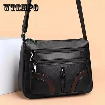 WTEMPO текстурированные многослойные женские сумки из искусственной кожи, всесезонные сумки-мессенджеры большой вместимости, мягкие однотонные сумки на плечо 25*11*20cm красный