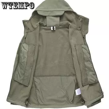 WTEMPO Уличная водонепроницаемая куртка SoftShell, охотничья ветровка, лыжное пальто, походная дождевая куртка, кемпинг, рыбалка, тактическая одежда для мужчин и женщин, большие размеры S чёрный