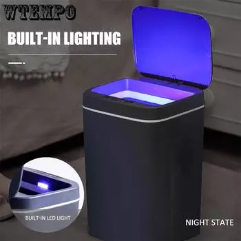 WTEMPO Умный мусорный бак с беспроводным датчиком, автоматическая мусорная корзина, бесконтактная мусорная корзина, ванная, туалет, мусорная корзина, кухонная урна для бытовых отходов Battery белый