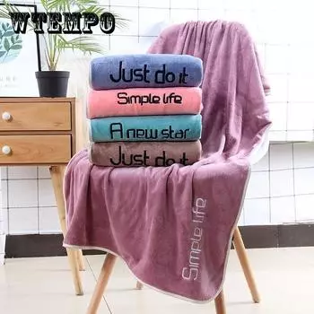 WTEMPO Увеличенное банное полотенце для взрослых студентов мужского и женского пола, абсорбирующее безворсовое быстросохнущее домашнее полотенце из чистого хлопка