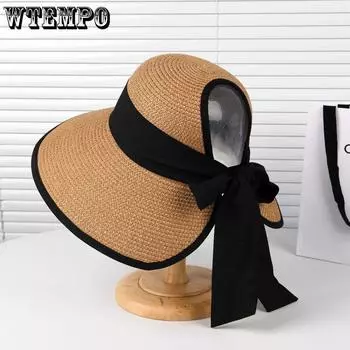 WTEMPO Весна-лето, широкополые шляпы, женские, складные, модные, солнцезащитные, регулируемые, летние, крутые, с бантом 1pc хаки