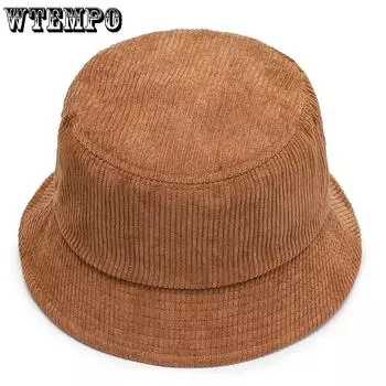 WTEMPO Весна Осень Зима Повседневные Панамы Женские Однотонные Ветрозащитный Вельветовые Уличные Рыбацкие Кепки 1pc жёлтый