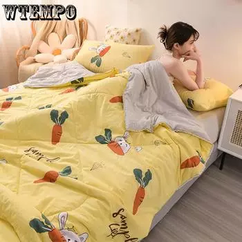 WTEMPO Vintage Elegant Thickened Student Soft Dormitory Blankets Printed Large Size Simple Retro Foldable Blankets Home Hotel Soft Tatami Blankets 150*200cm синий