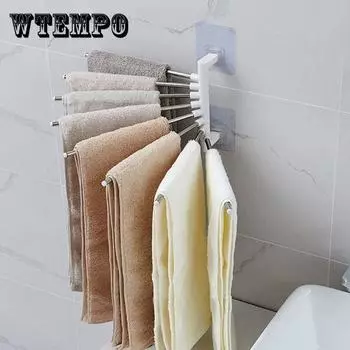 WTEMPO Вращающаяся вешалка для полотенец без перфорации, подвесная вешалка для полотенец для ванной комнаты, настенное подвесное полотенце для ванной комнаты, кухонная вешалка для унитаза